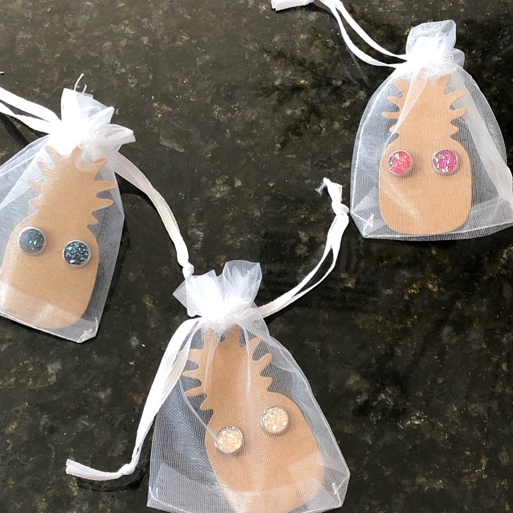 Iridescent Druzy Stud Earrings